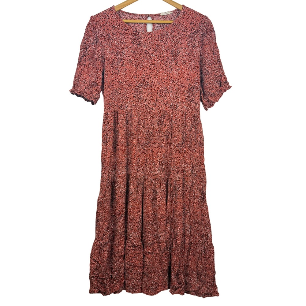 Easel Long Fall Rust Red Loose Fit Flowy Midi Dress Womens Large